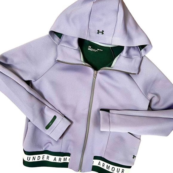 Under Armour Purple Mesh Sport Zip Up Loose Coupe Jacket Size Medium Women’s - Picture 5 of 17